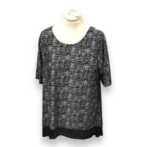Shannon Ford New York Women’s Short Sleeve Mixed Media Tunic, Black, size 2X
